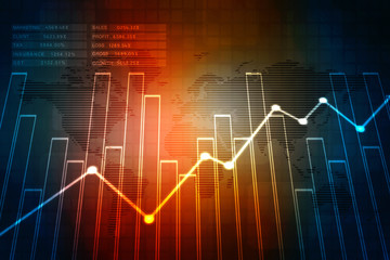 2d rendering Stock market online business concept. business Graph 