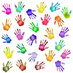 Colored hands print