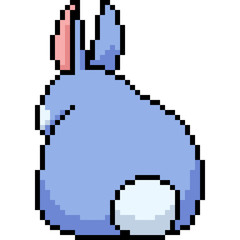 vector pixel art rabbit back