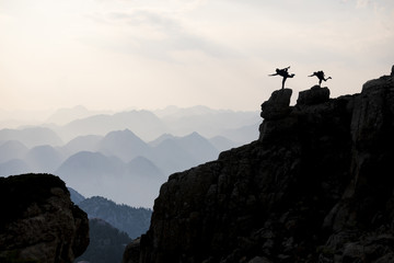 energetic mountaineers, spectacular mountain silks and wonderful views from the cliff