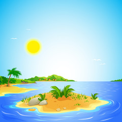 vector illustration beach palm island plants