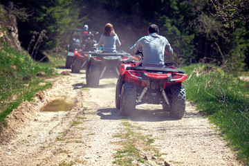 man riding atv vehicle on off road track ,people outdoor sport activitiies theme