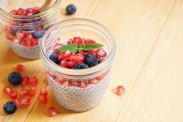 chia seed pudding with fresh fruits