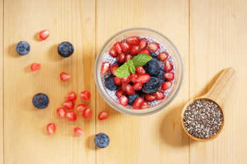 chia seed pudding with fresh fruits