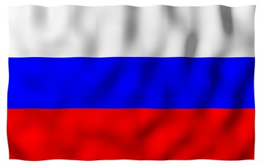 Fototapeta premium Waving flag of the Russian Federation. The National. State symbol of the Russia. 3D illustration