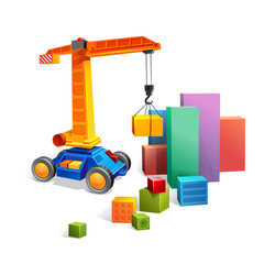 vector illustration of crane construction toy model
