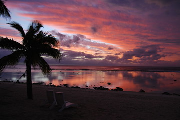 Sunset on pacific island
