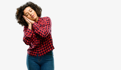 Beautiful arab woman tired and bored, tired because of a long day overworking