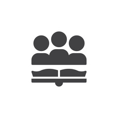 People reading book vector icon. filled flat sign for mobile concept and web design. Teamwork simple solid icon. Symbol, logo illustration. Pixel perfect vector graphics