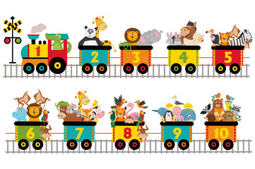 funny train with number of animals -  vector illustration, eps © nataka