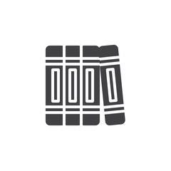 Books vector icon. filled flat sign for mobile concept and web design. Standing books simple solid icon. Symbol, logo illustration. Pixel perfect vector graphics