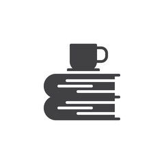 Books and cup of tea vector icon. filled flat sign for mobile concept and web design. Reading simple solid icon. Symbol, logo illustration. Pixel perfect vector graphics