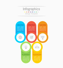 Infographic design elements for your business data with 5 options, parts, steps, timelines or processes. Vector Illustration.