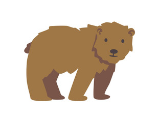 Cute brown bear. Flat vector illustration. Isolated on white background.