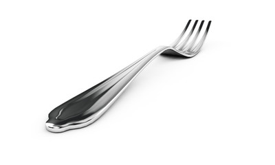 3d rendering of fork on white background