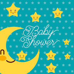 cute kawaii stars happy baby shower card