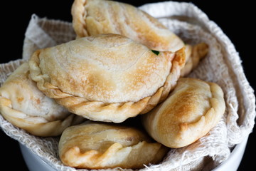 Bakery homemade,Curry puff on white plate.