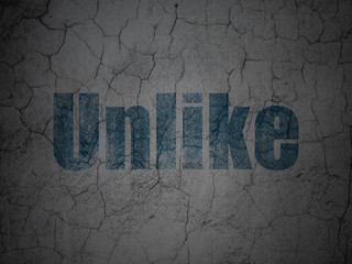 Social media concept: Blue Unlike on grunge textured concrete wall background