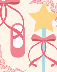 pink ballet pointe shoes and magic wand accessory