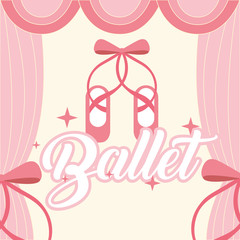 pink ballet pointe shoes frame curtain ballet