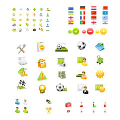 vector set of football icons shopping flags countries