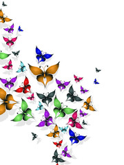 Watercolor effect butterflies on white background.