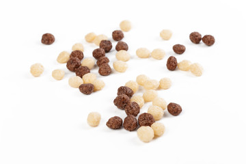 Fototapeta na wymiar Cereal balls for breakfast isolated on white background