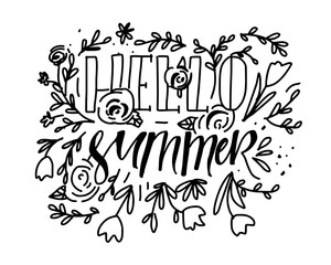 Hello summer. Hand lettering vintage quote for you