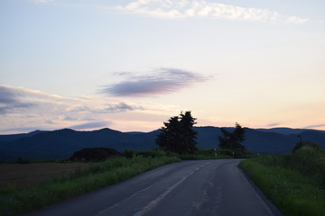 Evening farm road