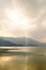Marvelous Lake view from the bank of Pokhara Lake, Kathmandu City Nepal.