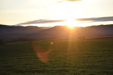 Natural landscape at sunset of Biei Hokkaido