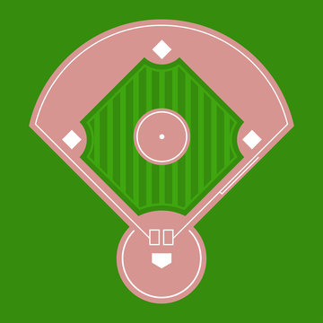 Baseball diamond field top view. Vector flat illustration.