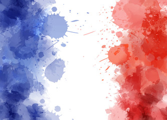 Abstract splashes in France flag colors.