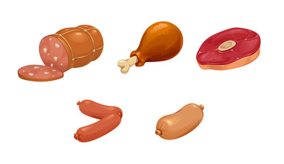 Obraz premium steak meat dish ham bratwurst sausages chicken leg food