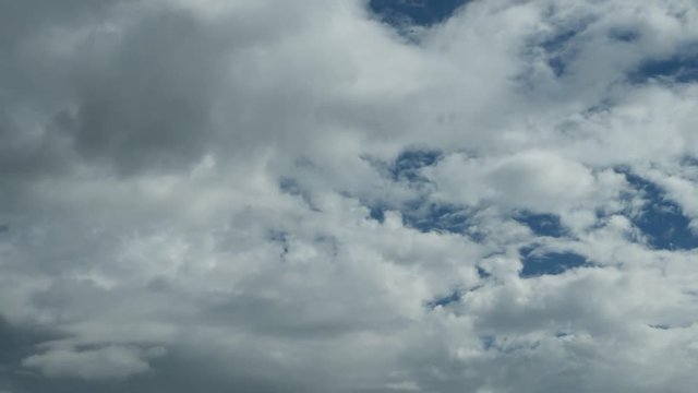 white clouds running on blue sky, Western Ukraine, time lapse