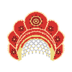 Russian national hat pixel Kokoshnik
