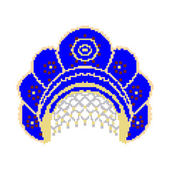 Russian national hat pixel Kokoshnik