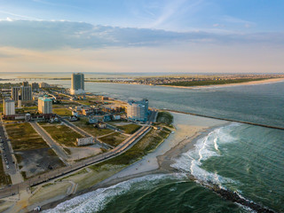 Aerial Sunset View of Atlantic City New Jersey