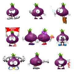 vector set of blue onion smile icons face emotions actions logo