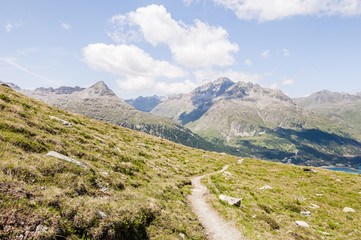 Silvaplana, Corvatsch, Wanderweg, Seenplatte, Piz Julier, Julierpass, Oberengadin, Graubünden, Sommer, Schweiz