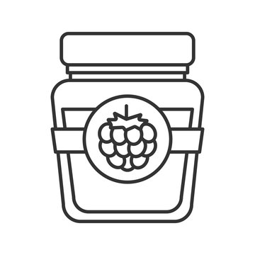 recommend clip art: Raspberry or blackberry jam jar linear icon
