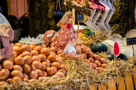 market with chicken eggs