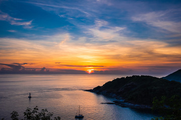 Fototapeta premium Phromthep cape viewpoint at twilight sky in Phuket, Thailand