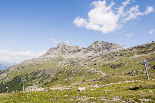Silvaplana, Corvatsch, H&ouml;henweg, Wasserweg, Wanderweg, Furtschellas, Piz Mezdi, Piz Surlej, Oberengadin, Alpen, Graub&uuml;nden, Sommer, Schweiz