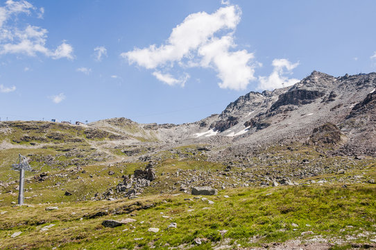 Silvaplana, Corvatsch, H&ouml;henweg, Wasserweg, Wanderweg, Bergbahn, Furtschellas, Piz Mezdi, Piz Surlej, Oberengadin, Alpen, Graub&uuml;nden, Sommer, Schweiz