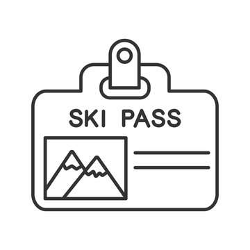 Ski Pass Badge Linear Icon