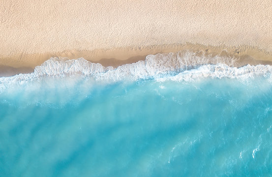 Aerial view at the beach. Beautiful natural seascape at the summer time
