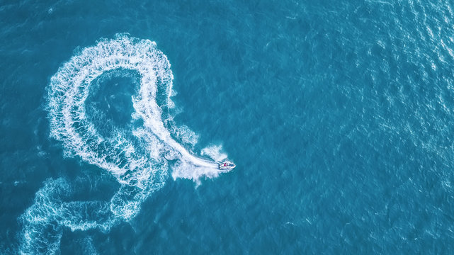 Scooter on the water surface. Sport and active life concept at the sea