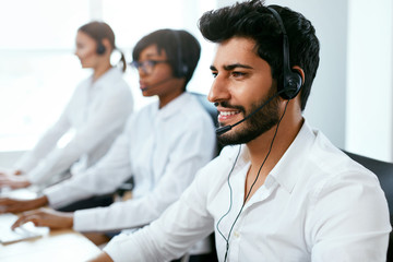 Operators Working On Hotline In Call-Center