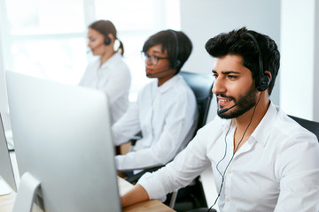 Operators Working On Hotline In Call-Center